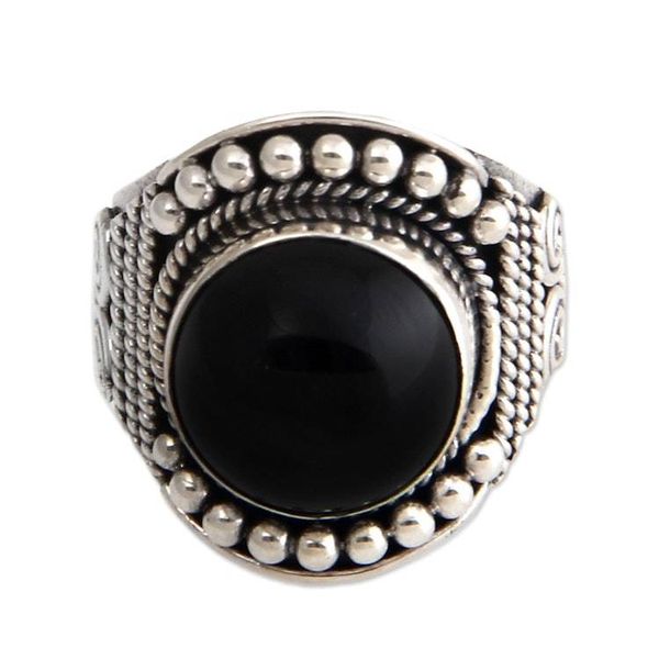 Alternate image for Unique Onyx and Silver Cocktail Ring from Indonesia Immortal Night