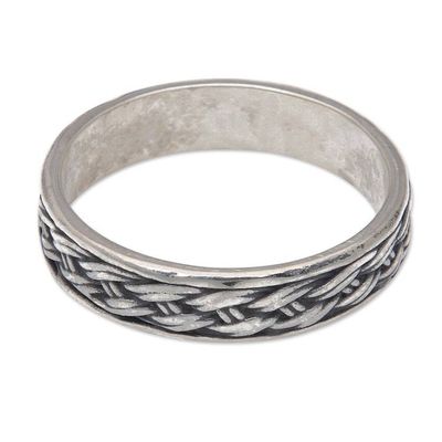 Alternate image for Classic Polished Braid-Patterned Sterling Silver Band Ring Serene Braids