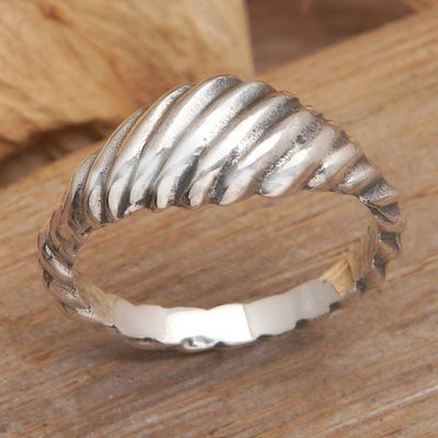 Primary image for Polished Swirl-Patterned Sterling Silver Domed Ring Heaven Swirls