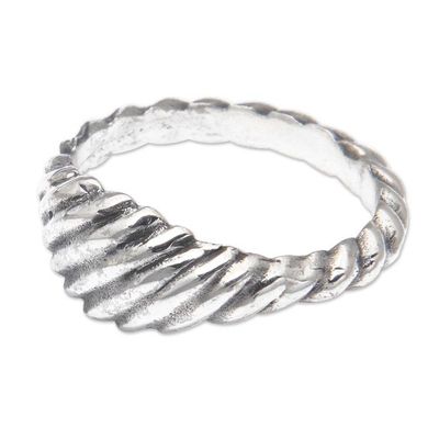 Alternate image for Polished Swirl-Patterned Sterling Silver Domed Ring Heaven Swirls