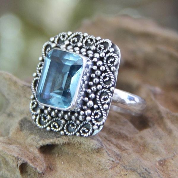 Alternate image for Blue Topaz and Sterling Silver Cocktail Ring Java Skies
