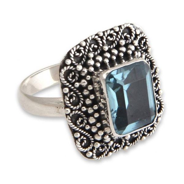 Alternate image for Blue Topaz and Sterling Silver Cocktail Ring Java Skies
