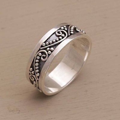 Alternate image for Sterling Silver Band Ring with Dot and Wire Motifs Punctuation Marks