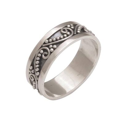 Alternate image for Sterling Silver Band Ring with Dot and Wire Motifs Punctuation Marks