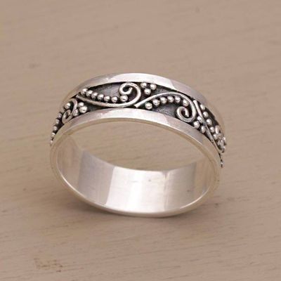 Alternate image for Sterling Silver Band Ring with Dot and Wire Motifs Punctuation Marks