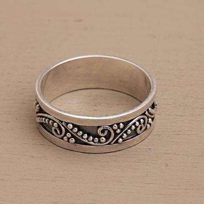 Alternate image for Sterling Silver Band Ring with Dot and Wire Motifs Punctuation Marks