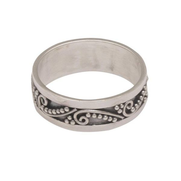 Alternate image for Sterling Silver Band Ring with Dot and Wire Motifs Punctuation Marks