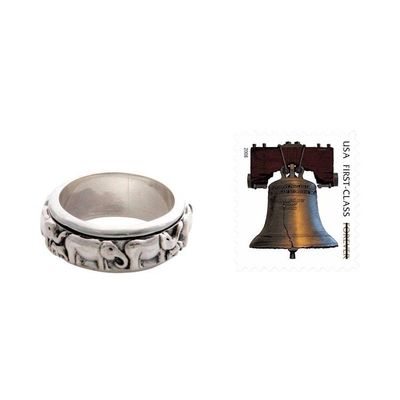 Alternate image for Handcrafted Silver Spinner Meditation Ring Lucky Elephants