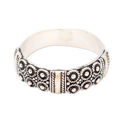 Alternate image for 18k Gold-Accented Sterling Silver Band Ring Made in Bali Snow Light