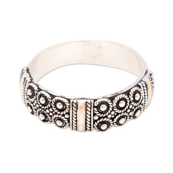 Alternate image for 18k Gold-Accented Sterling Silver Band Ring Made in Bali Snow Light