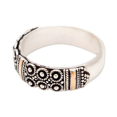 Alternate image for 18k Gold-Accented Sterling Silver Band Ring Made in Bali Snow Light