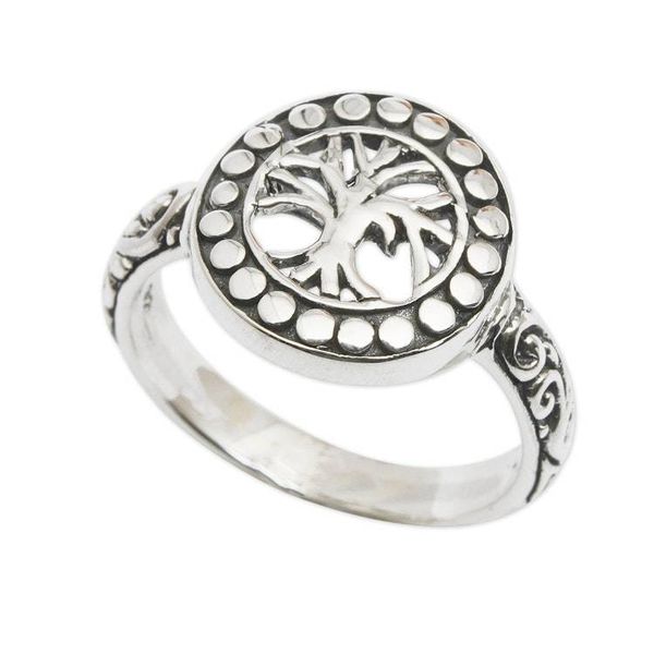 Alternate image for Tree of Life-Themed Folk Art Sterling Silver Cocktail Ring Sign of Life