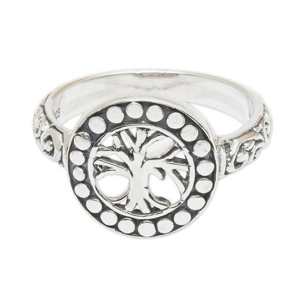 Alternate image for Tree of Life-Themed Folk Art Sterling Silver Cocktail Ring Sign of Life