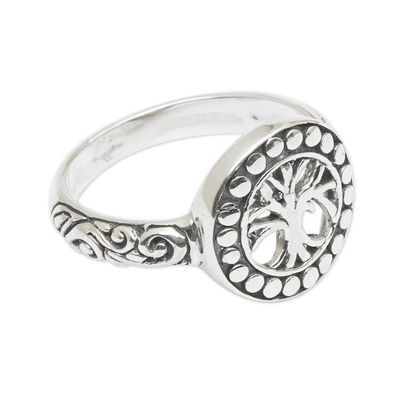 Alternate image for Tree of Life-Themed Folk Art Sterling Silver Cocktail Ring Sign of Life