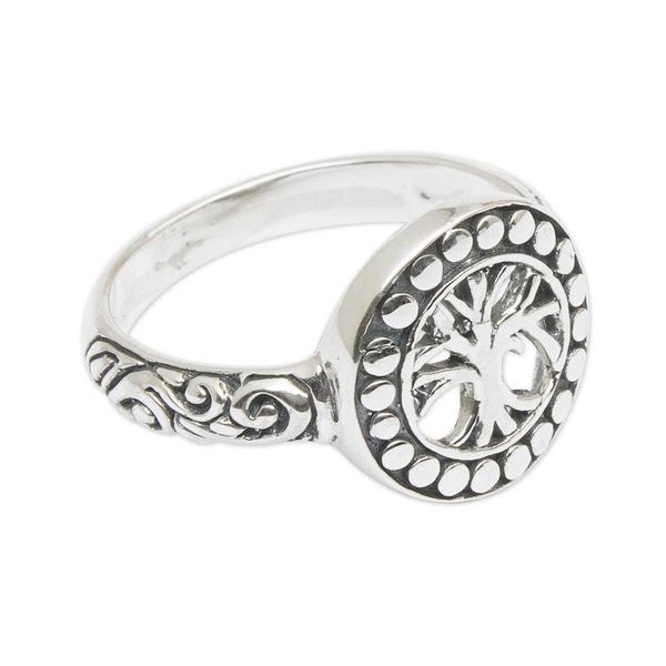 Alternate image for Tree of Life-Themed Folk Art Sterling Silver Cocktail Ring Sign of Life