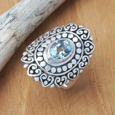Alternate image for Chakra-Inspired 1-Carat Blue Topaz Cocktail Ring from Bali Blue Chakra