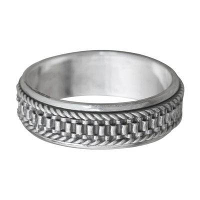 Alternate image for Mens Textured Sterling Silver Meditation Ring Odyssey