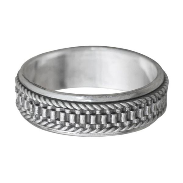 Alternate image for Mens Textured Sterling Silver Meditation Ring Odyssey