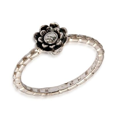 Alternate image for Lotus Flower-Themed Textured Sterling Silver Band Ring Lotus Marvel