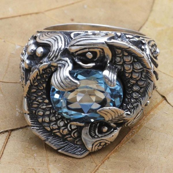 Alternate image for Blue Topaz Pisces Cocktail Ring Blue Pisces