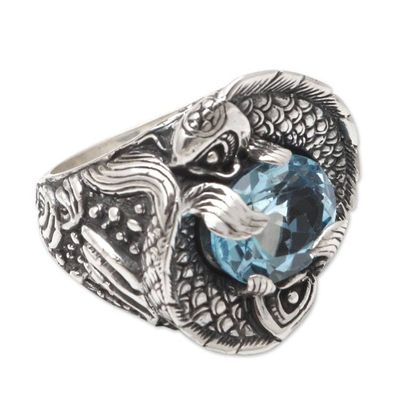 Alternate image for Blue Topaz Pisces Cocktail Ring Blue Pisces