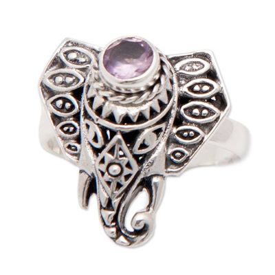 Alternate image for Silver  Amethyst Ring of Elephant-Headed Hindu God Ganesha Wonderful Ganesha
