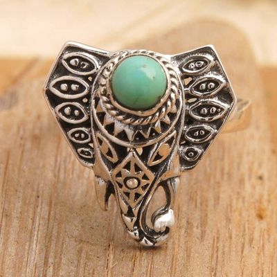 Primary image for Elephant-Headed God Ganesha Reconstituted Turquoise Ring Sublime Ganesha