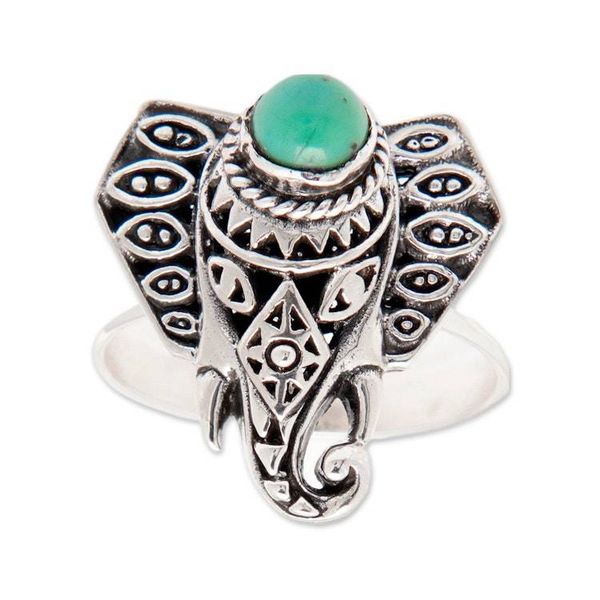 Alternate image for Elephant-Headed God Ganesha Reconstituted Turquoise Ring Sublime Ganesha