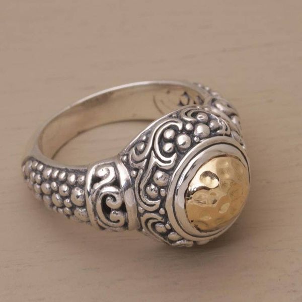 Alternate image for 18k Gold Accent Sterling Silver Cocktail Ring Gleaming Temple