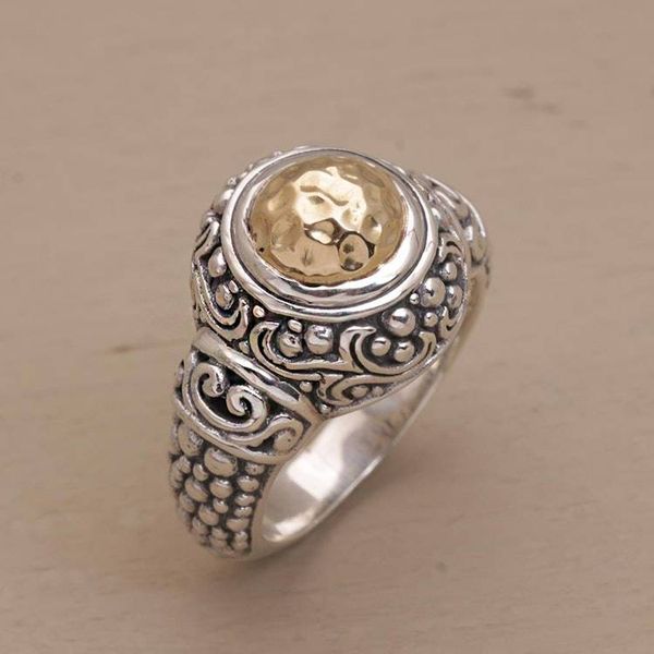 Alternate image for 18k Gold Accent Sterling Silver Cocktail Ring Gleaming Temple
