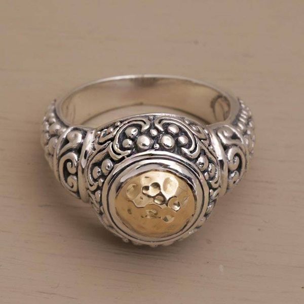 Alternate image for 18k Gold Accent Sterling Silver Cocktail Ring Gleaming Temple