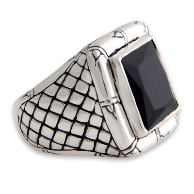 Alternate image for Mens Sterling Silver and Onyx Ring Kingdom of Night