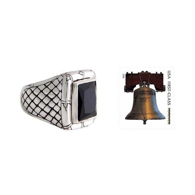 Alternate image for Mens Sterling Silver and Onyx Ring Kingdom of Night