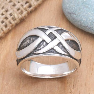Alternate image for Mens Sterling Silver Band Ring Dragon Art