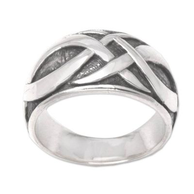 Alternate image for Mens Sterling Silver Band Ring Dragon Art