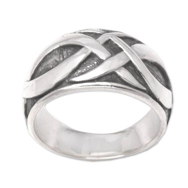 Alternate image for Mens Sterling Silver Band Ring Dragon Art
