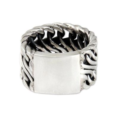 Alternate image for Mens Handcrafted Sterling Silver Band Ring Fire Lord