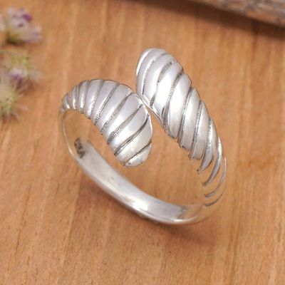 Alternate image for Modern Swirl-Patterned Sterling Silver Wrap Ring from Bali Inner Waves