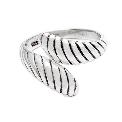 Alternate image for Modern Swirl-Patterned Sterling Silver Wrap Ring from Bali Inner Waves