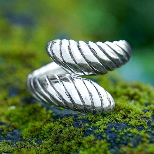 Alternate image for Modern Swirl-Patterned Sterling Silver Wrap Ring from Bali Inner Waves