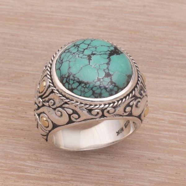 Alternate image for Mens Reconstituted Turquoise and Silver Ring Taru Tree