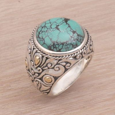 Alternate image for Mens Reconstituted Turquoise and Silver Ring Taru Tree