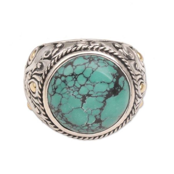 Alternate image for Mens Reconstituted Turquoise and Silver Ring Taru Tree