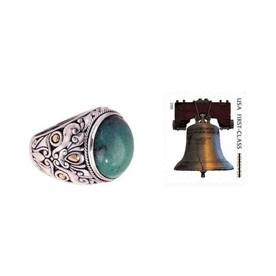 Alternate image for Mens Reconstituted Turquoise and Silver Ring Taru Tree