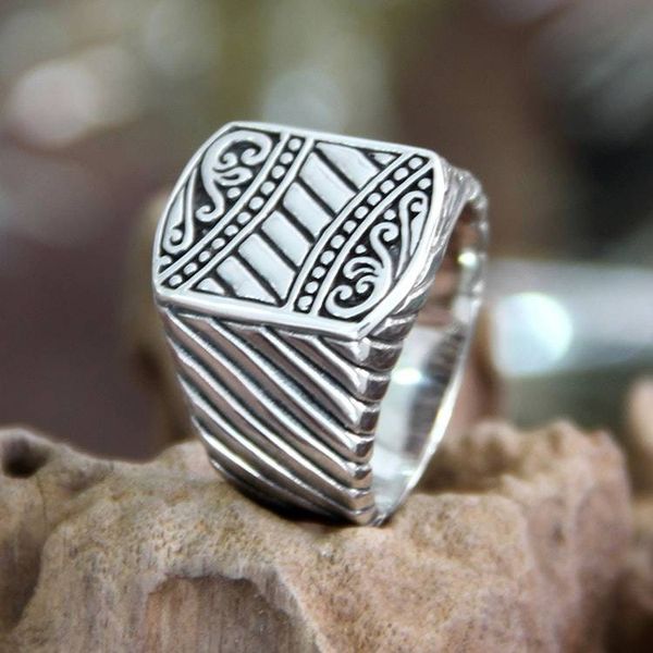 Alternate image for Mens sterling silver ring Batik Shield