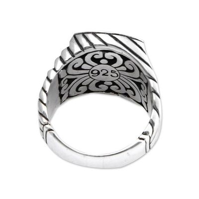 Alternate image for Mens sterling silver ring Batik Shield