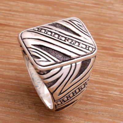 Alternate image for Mens Handcrafted Sterling Silver Ring from Indonesia Energy Path