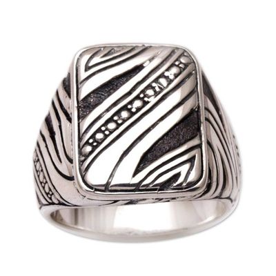 Alternate image for Mens Handcrafted Sterling Silver Ring from Indonesia Energy Path
