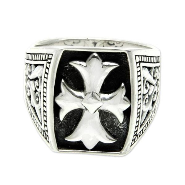 Alternate image for Cross Signet Sterling Silver Ring for Men Brave Knight