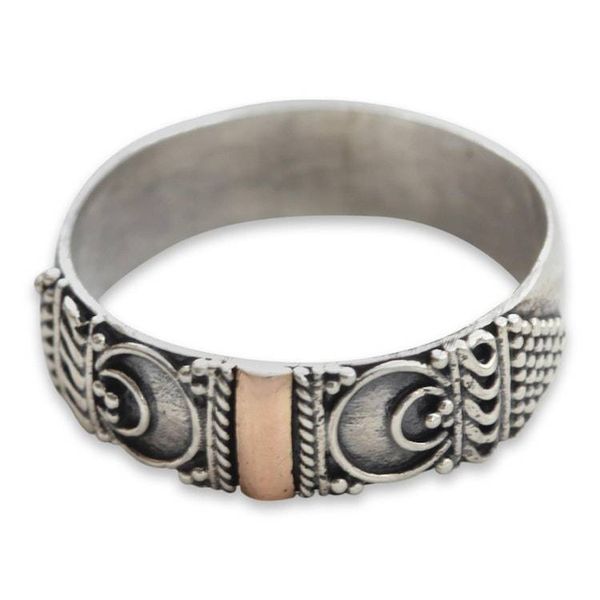 Alternate image for Ornate Balinese Artisan Crafted Ring with 18k Gold Love Vow